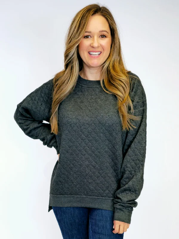 SOUTHERN COUTURE QUILTED SWEATSHIRT - VINTAGE BLACK Hoodie with Zipper Versatile Modern