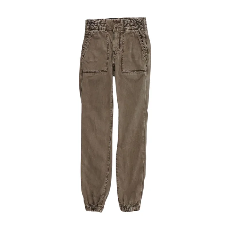 Brown Solid Joggers Pants Comfortable Denim Trousers