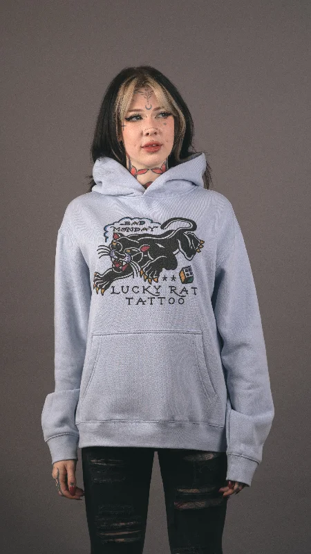Oversized Harry Steez Panther Hoodie / Front Print Hoodie with Hem Raw Edge Edgy Unfinished