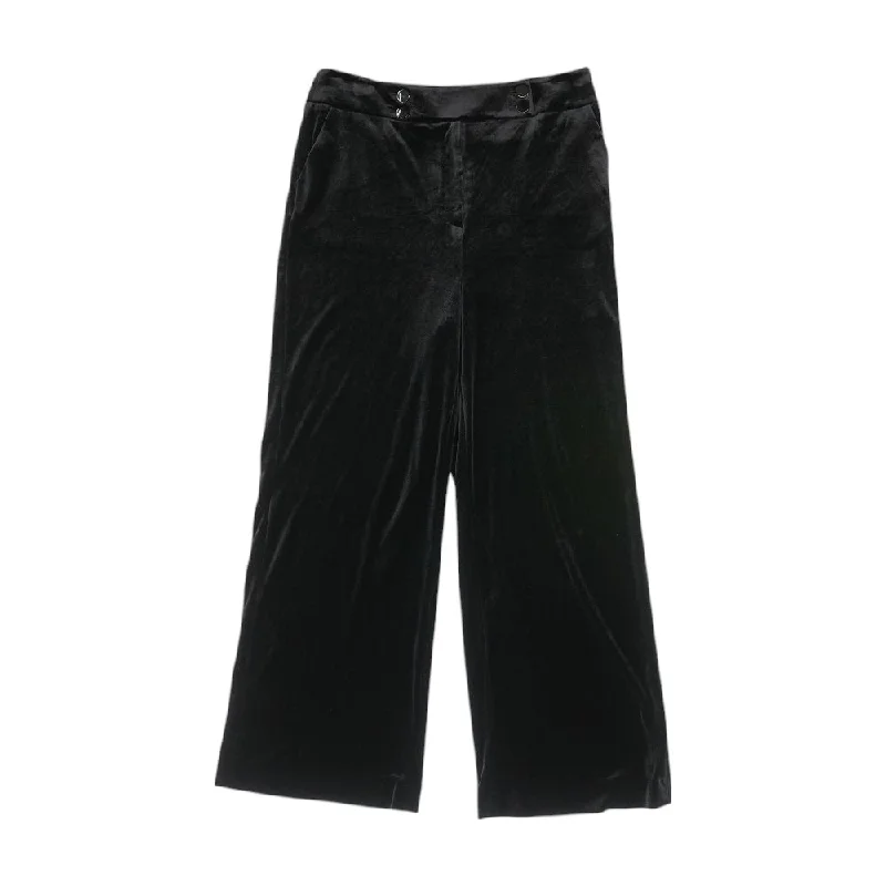 Black Solid Dress Pants Stylish Paperbag Waist Pants