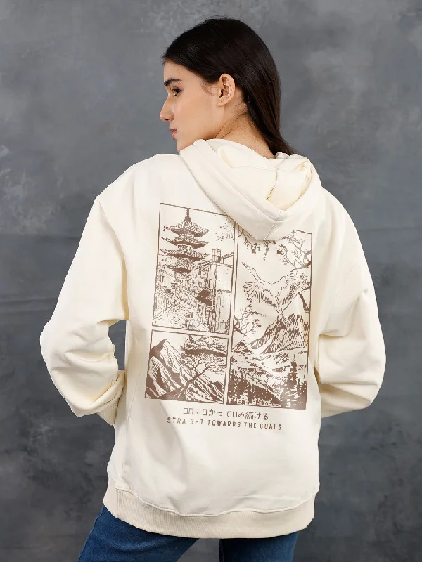 Majestic View Women Drop Shoulder Premium Terry Hoodie Hoodie with Strings Custom Fit Adjustable
