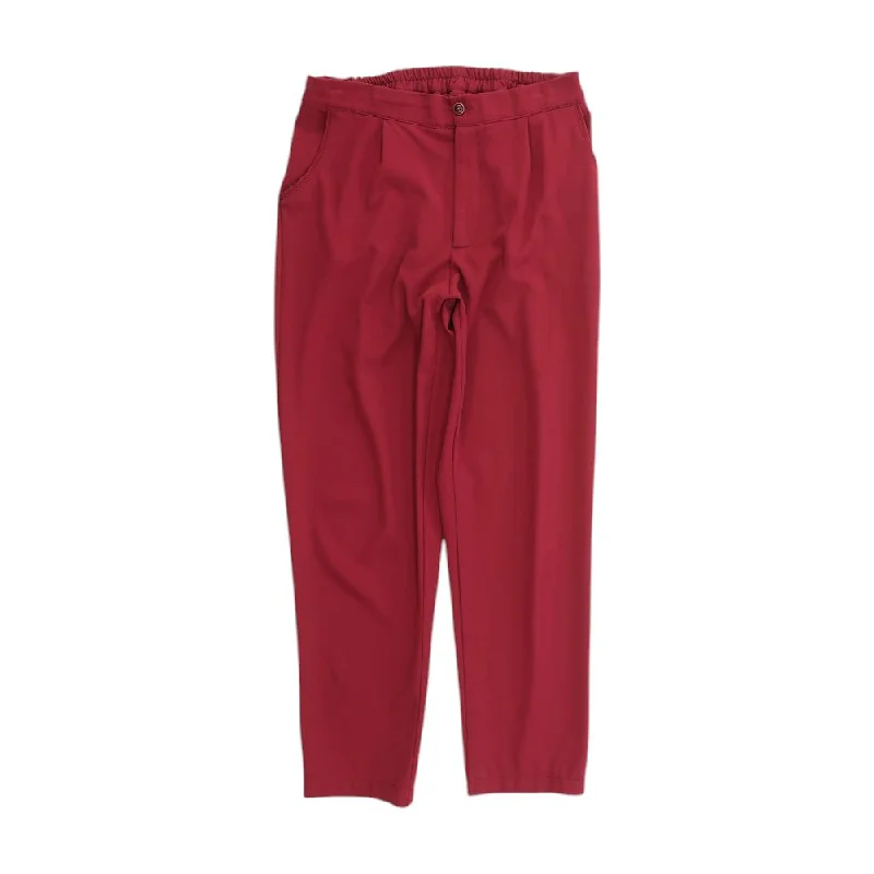 Maroon Solid Dress Pants Casual Track Pants