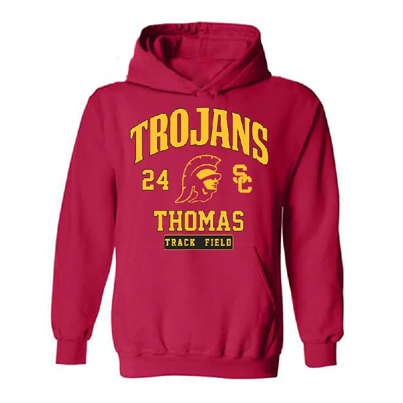 USC - NCAA Women's Track & Field (Outdoor) : Max Thomas - Hooded Sweatshirt Classic Fashion Shersey Hoodie with Hidden Zipper Minimalist Clean
