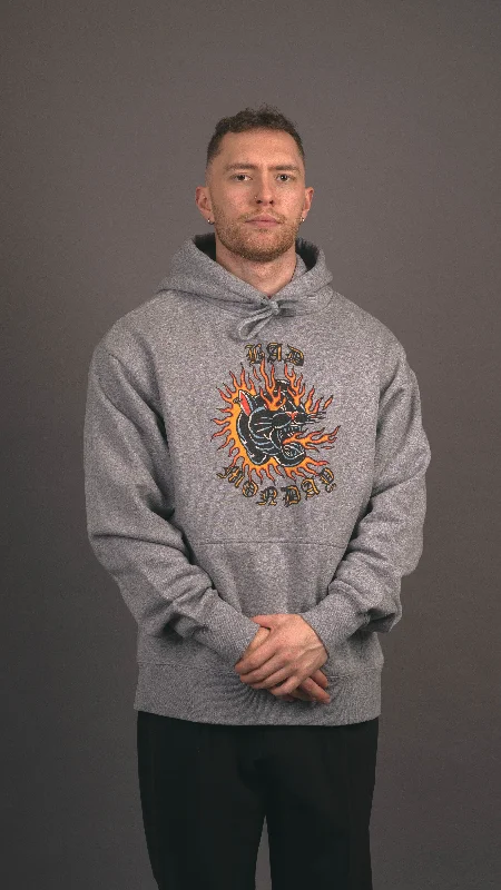 Ultra Heavy Panther Blast Hoodie / Front Print Hoodie with High-Low Hem Asymmetrical Trendy
