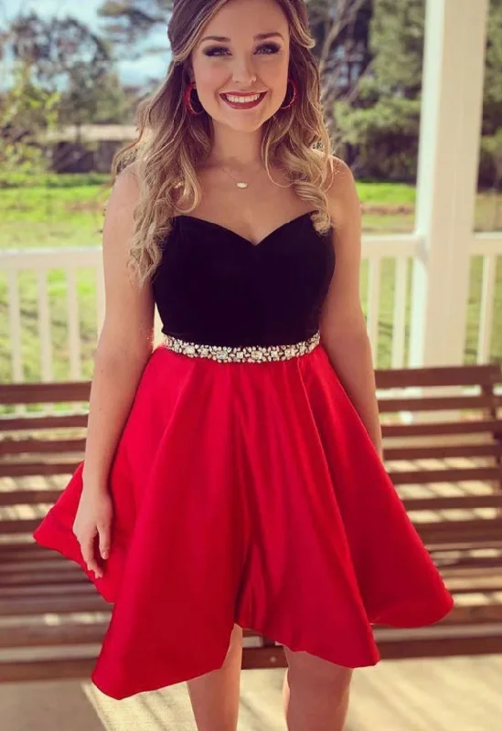 Cute sweetheart red short party dress, red homecoming dress cg4986 Turtleneck Neckline Stylish