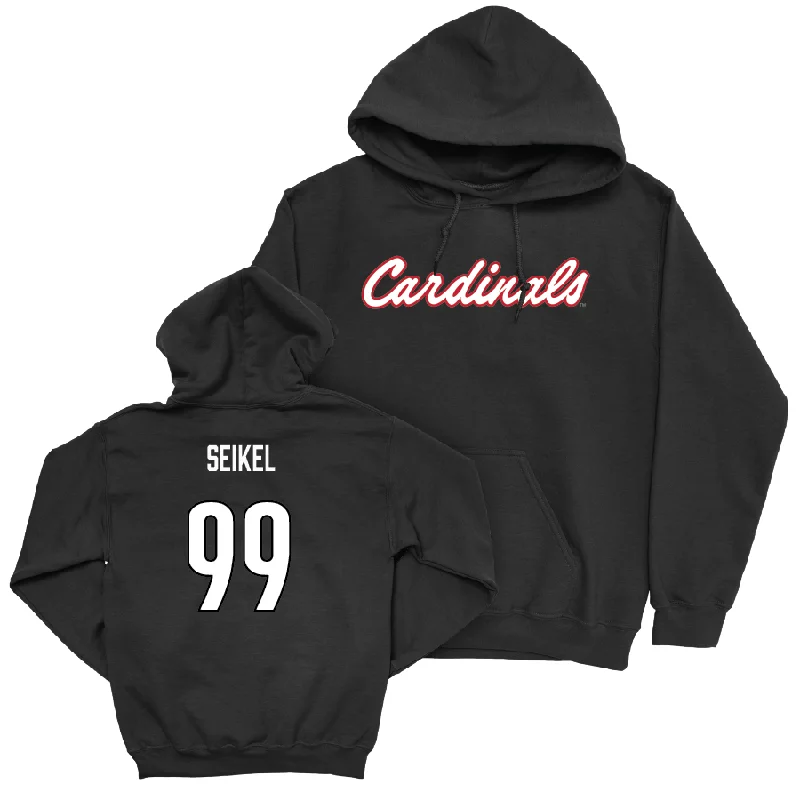 Women's Lacrosse Black Script Hoodie  - Izzy Seikel Hoodie with Drawstring Waist Adjustable Fitted