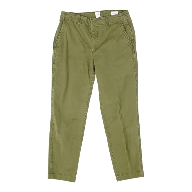 Green Solid Capri Pants Classic Straight Pants