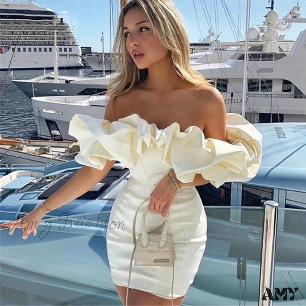 Amy Fashion - Backless Strapless Bodycon Short Sexy Party Dress Tunics Chinos classic