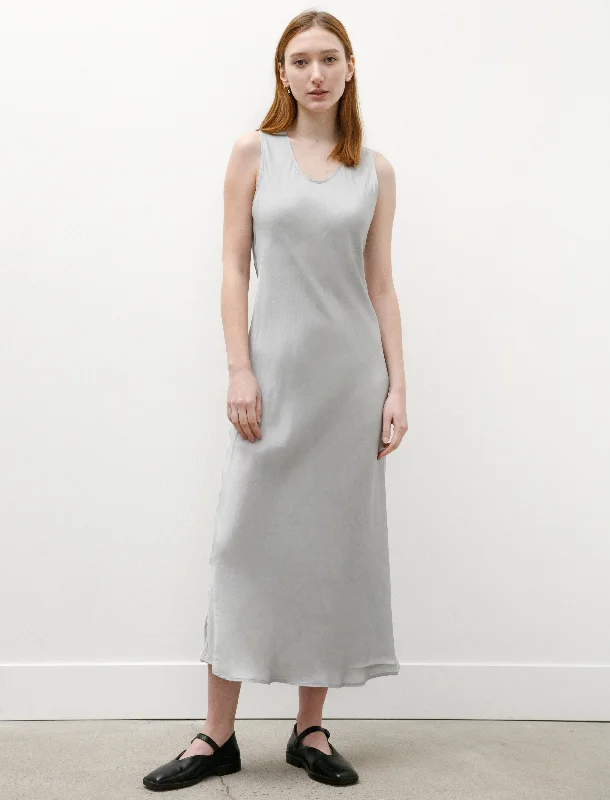 Sleeveless Long Dress Shiny Viscose Silver Tunics Versatile stylish