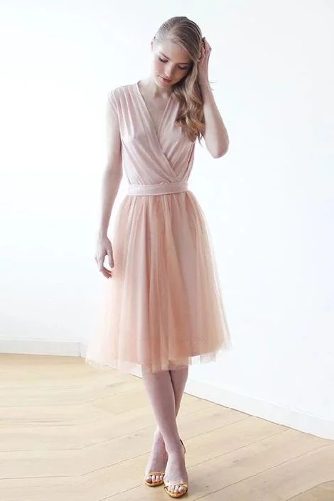 Custom Made Enticing Pink Homecoming Dresses Cute V Neck Short Pink Party Dress  cg3842 Tunics Evening elegant