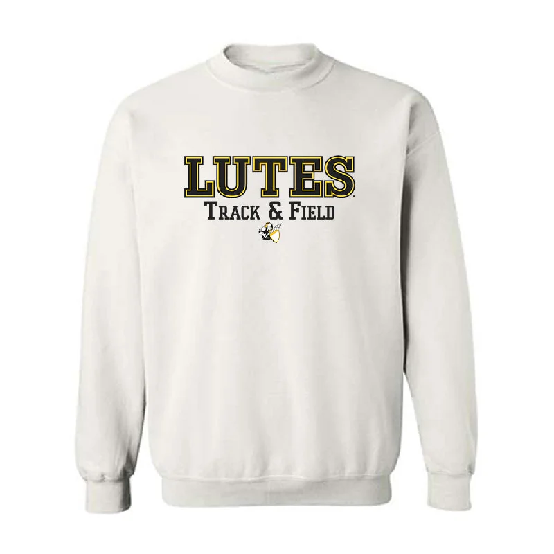PLU - NCAA Women's Track & Field (Outdoor) : Kristine Nguyen - Crewneck Sweatshirt Classic Shersey Hoodie with Lace Feminine Delicate