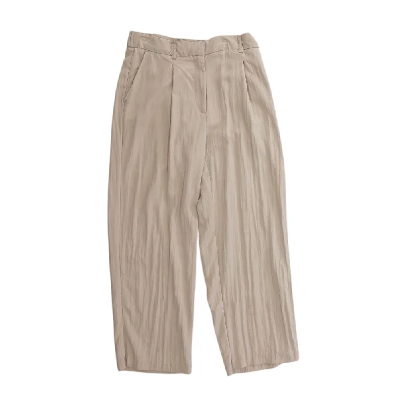 Beige Solid Dress Pants Chic Wool Trousers