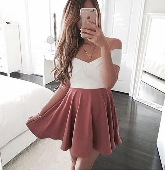 cute party dress,sundress for women ,pink homecoming dress cg2432 Tunics Cozy comfortable