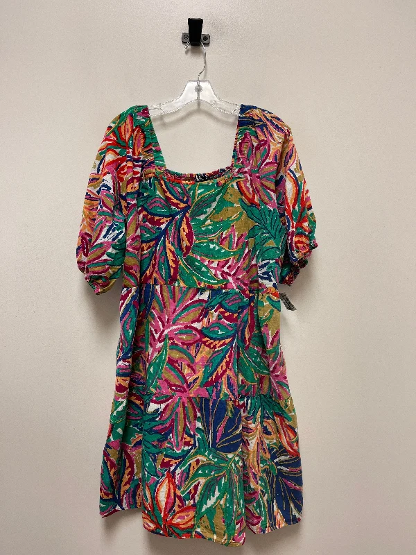 Multi-colored Dress Casual Midi Mlle Gabrielle, Size 2x Tunics Exclusive limited