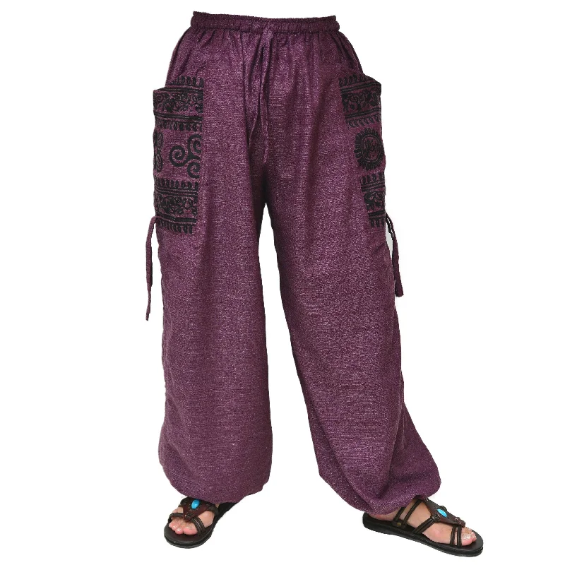 Harem Pants Baggy Yoga Lounge Pants for Men & Women, 2 Pockets, adjustable length Elegant Wool Trousers