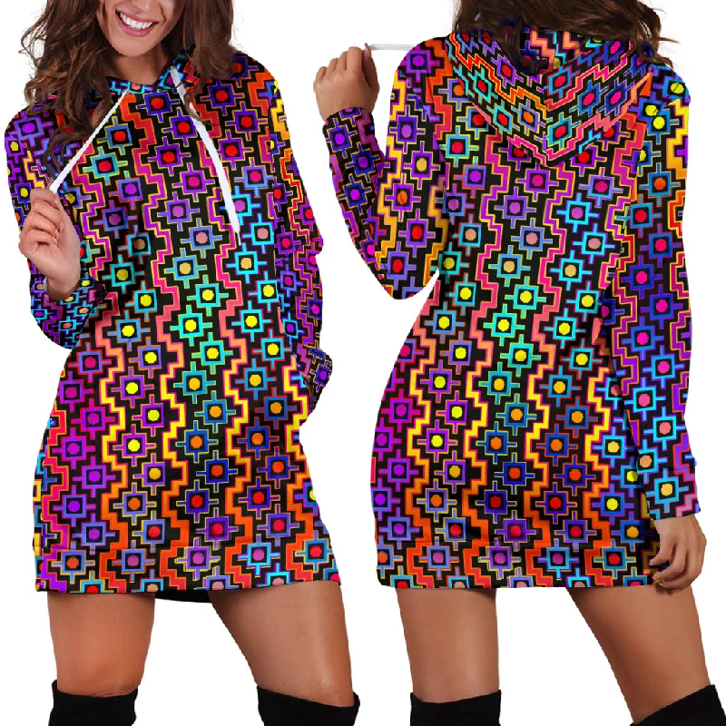 Rainbow Healing Women's Hoodie Dress Hoodie with Batwing Sleeves Loose Dramatic