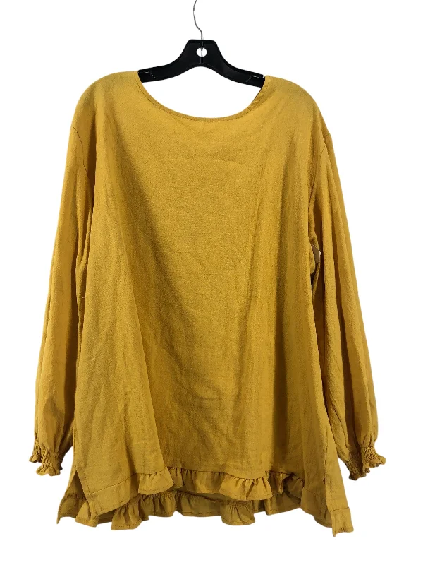 Dress Casual Short By Clothes Mentor In Yellow, Size: 2x Tunics Long Elegant