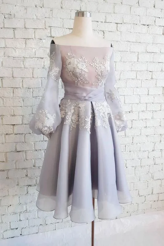 Cute chiffon lace short party dress, gray homecoming dress cg4661 Tunics Exclusive limited