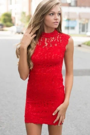 red short homecoming dresses, lace tight short dresses, open back bodycon short party dresses cg1137 Tunics Trendy modern