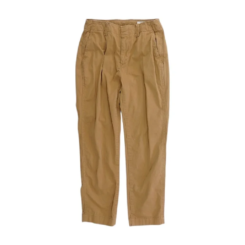Tan Solid Capri Pants Relaxed Casual Leggings