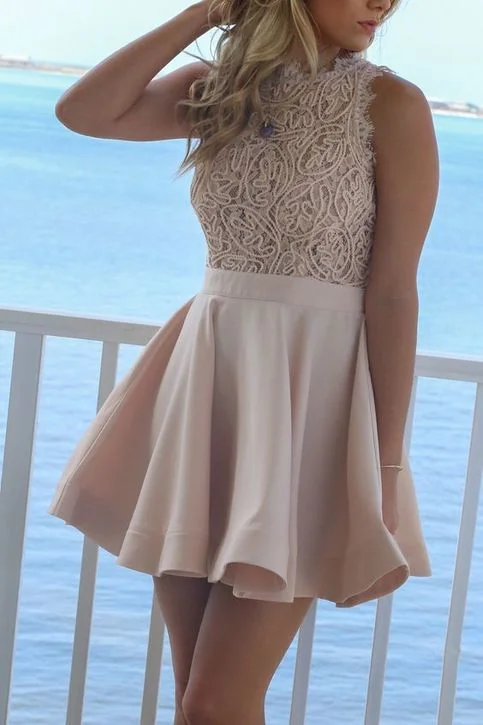 Sleeveless Party Dress,Homecoming Dress With Lace cg282 Tunics Party sparkling