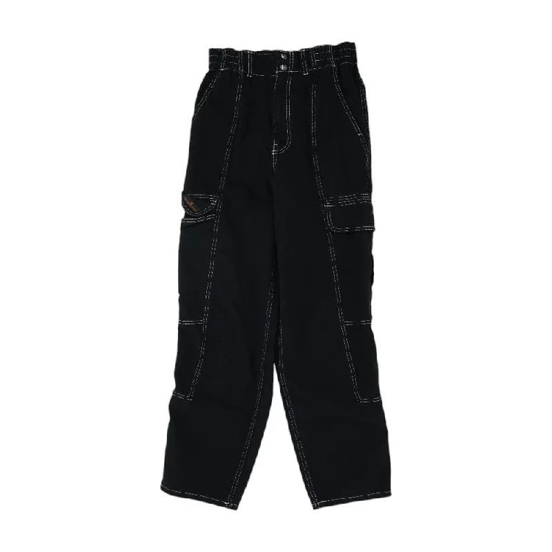 Black Solid Cargo Pants Classic Cropped Pants