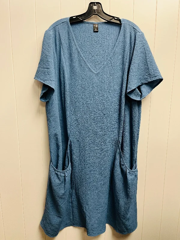 Blue Dress Casual Short Clothes Mentor, Size 2x Turtleneck Neckline Stylish