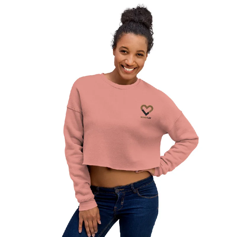 Money Luv Crop Sweatshirt Hoodie with Rhinestones Sparkly Elegant