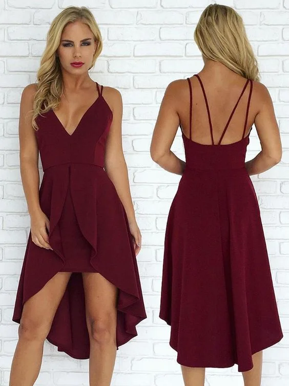 Sexy Straps Burgundy Short Party Dress Homecoming Dress cg4641 Tunics Review highly