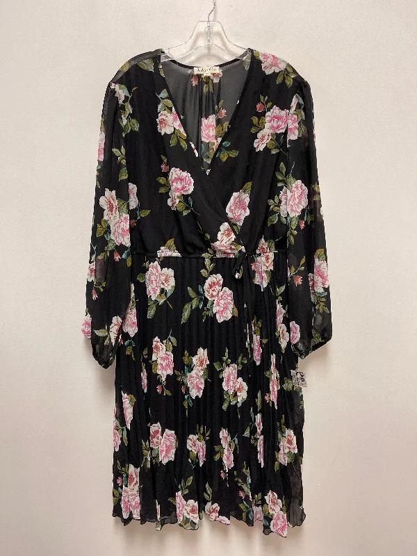 Dress Casual Midi By Clothes Mentor In Black & Pink, Size: 3x Tunics Floral girly