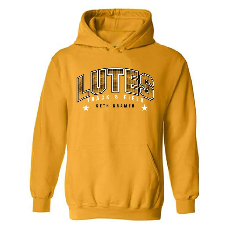 PLU - NCAA Women's Track & Field (Outdoor) : Seth Kramer - Hooded Sweatshirt Classic Fashion Shersey Hoodie with Front Slit Layering Stylish