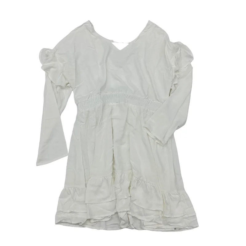 WHITE DRESS CASUAL SHORT by CLOTHES MENTOR Size:XL Tunics Satin smooth