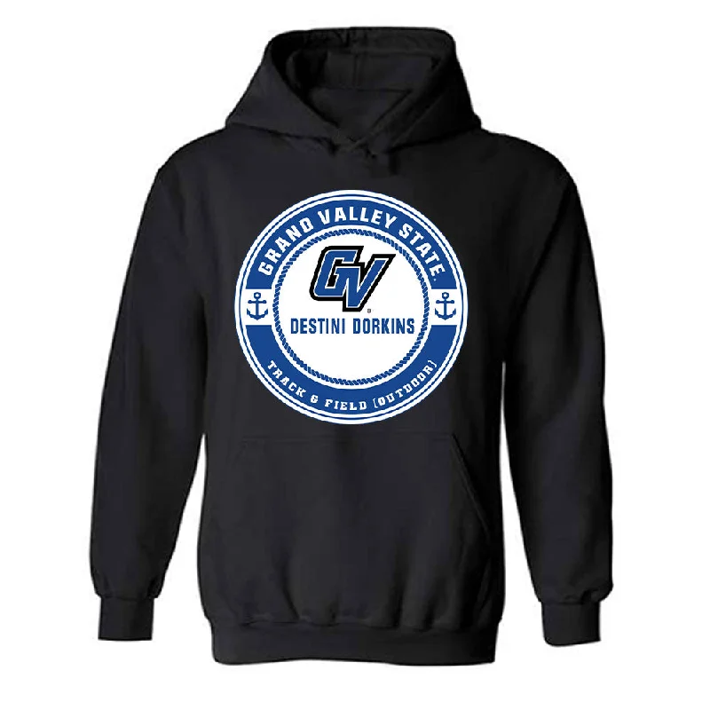 Grand Valley - NCAA Women's Track & Field (Outdoor) : Destini Dorkins - Hooded Sweatshirt Fashion Shersey Hoodie with Patch Decorative Personalized