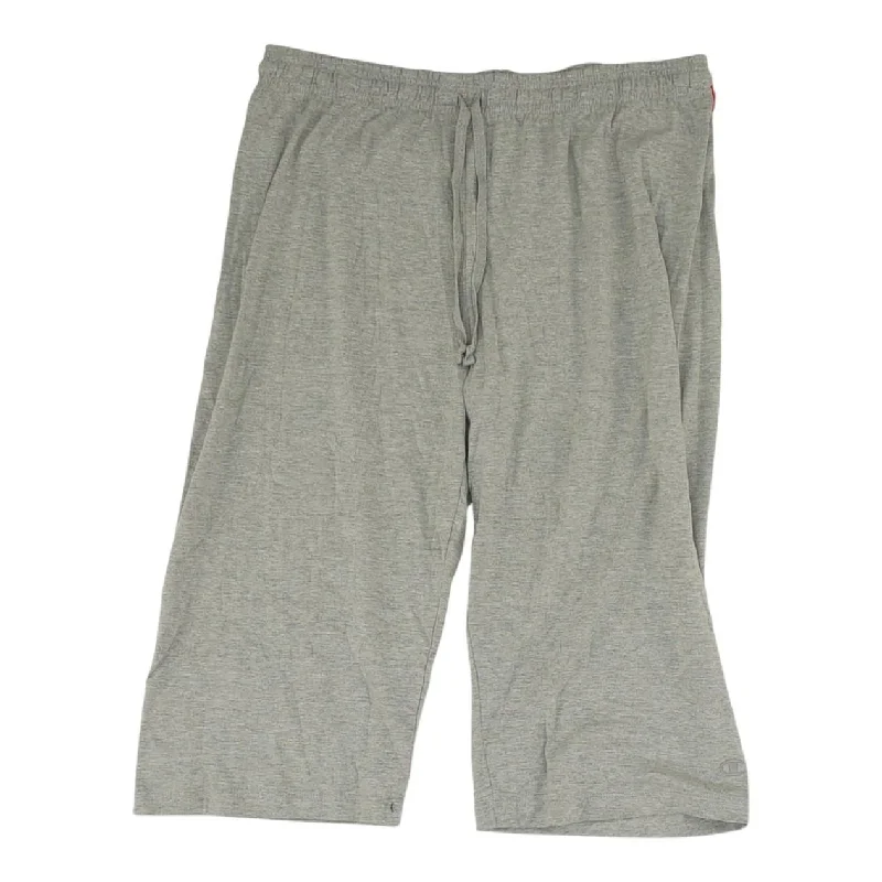 Gray Solid Capri Pants Casual Drawstring Pants