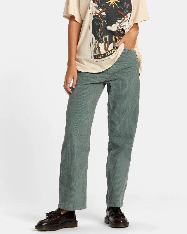 Heritage Corduroy Wide Leg Pants - Spinach Wide-Legged Palazzos