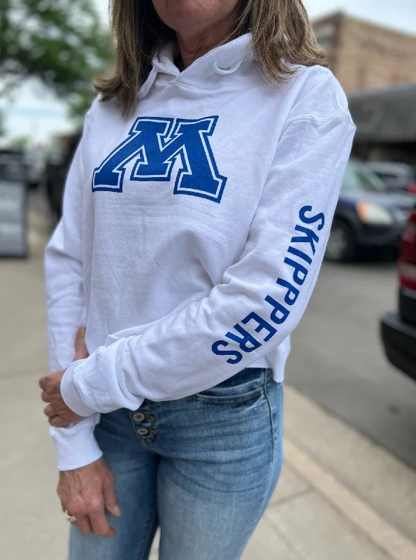 Minnetonka Skipper Cropped Hooded Sweatshirt [White] Hoodie with Gradient Ombre Colorful