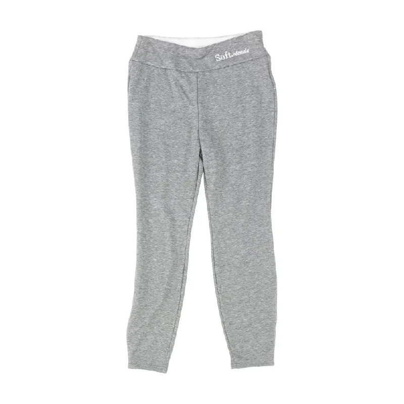 Gray Solid Pants Elegant High-Waist Pants