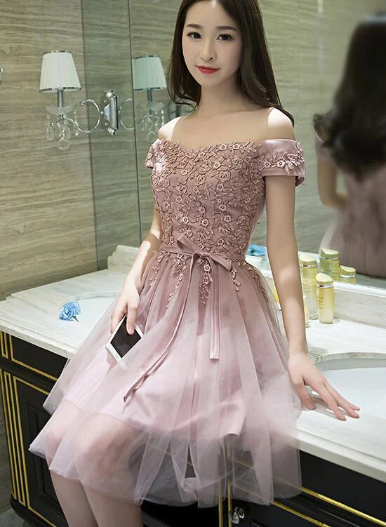 Dark Pink Tulle Off Shoulder Short Formal Dress, homecoming Dresses For Pink Weddings, Pink Party Dress cg2300 Tunics Cozy soft