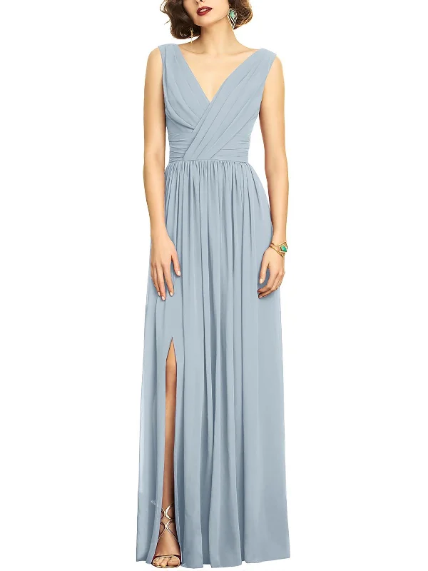 Womens V-Neck Maxi Evening Dress Tunics Modern contemporary