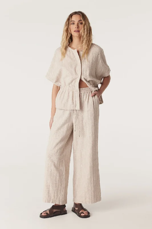 Cable - Marrakesh Linen Pant - Natural Classic Bootcut Trousers
