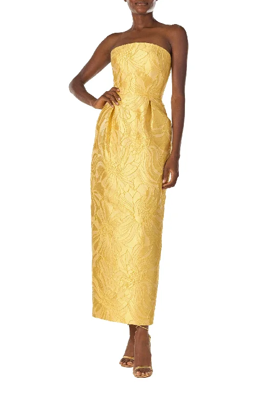 Lemon Floral Jacquard Dress Tunics Silk luxurious