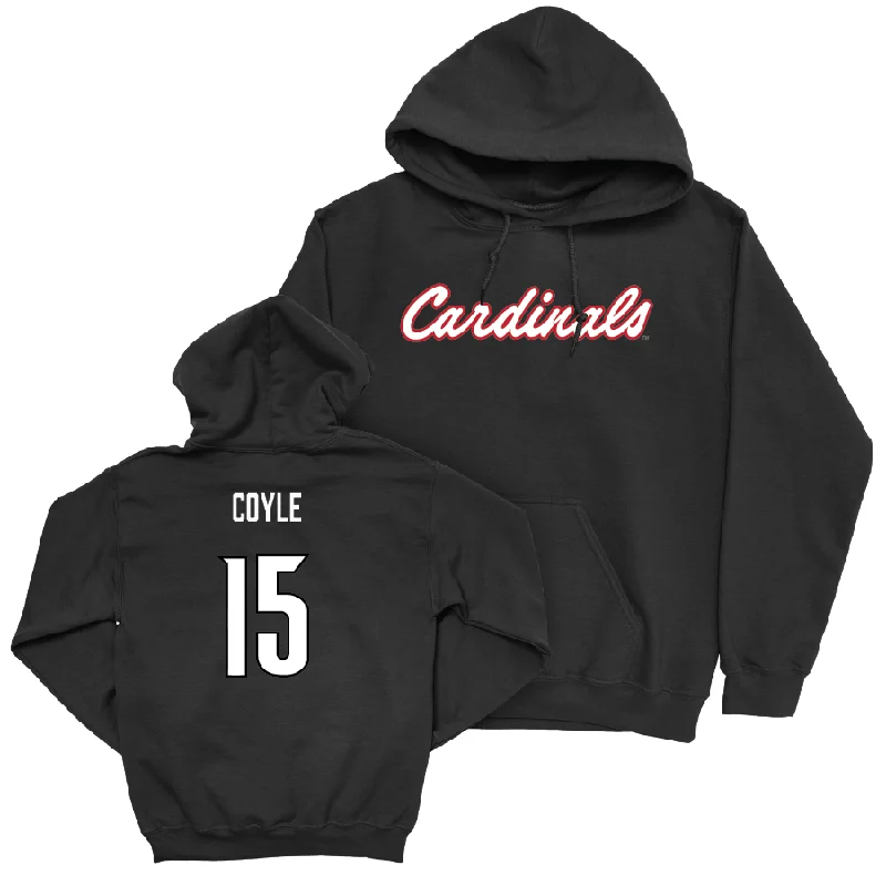 Women's Lacrosse Black Script Hoodie  - Ava Coyle Hoodie with Tied Waist Feminine Flattering