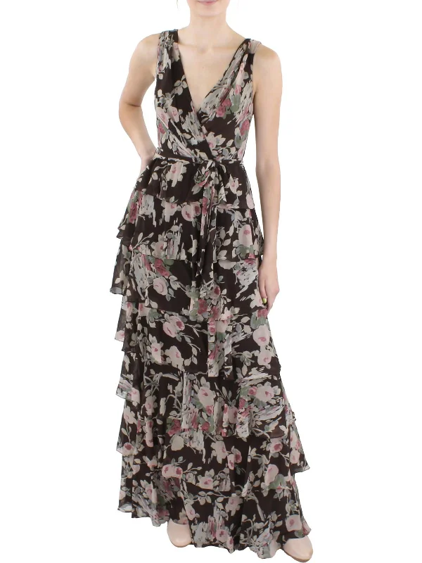 Womens Floral Tiered Evening Dress Tunics Exclusive limited