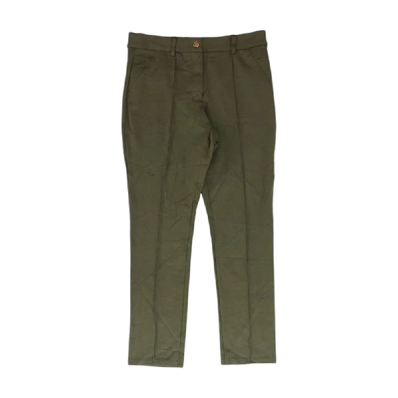 Green Solid Pants Stretch Fit Pants