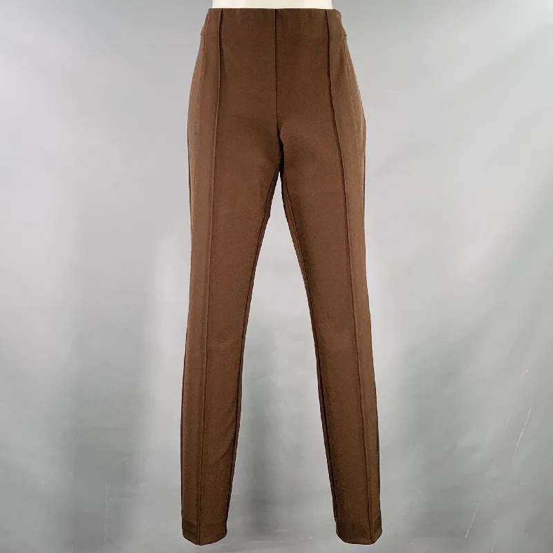 LAFAYETTE 148 Size 4 Brown Polyamide Blend Side Zipper Dress Pants Stylish Casual Pants