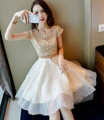 Cute tulle lace women fashion dress, homecoming dress, party dress cg1610 Tunics Vintage classic