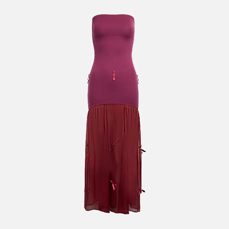 Buci Metis Dress - Merlot Square Neckline Feminine