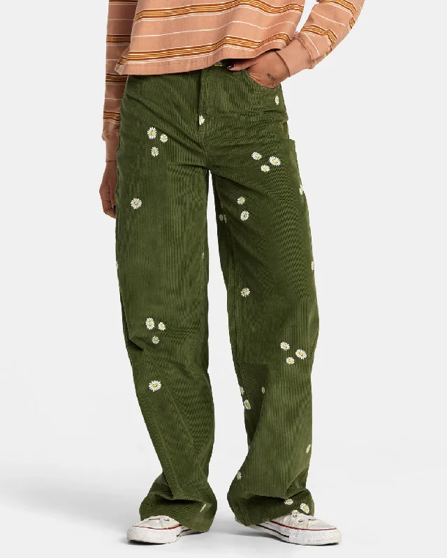 Coco Embroidered Wide Leg Pants - Leaf Classic Chino Pants