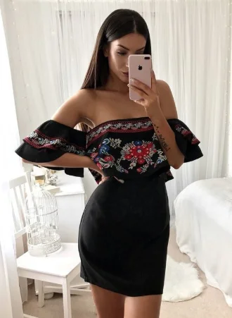 off the shoulder party dresses, bodycon formal dresses, embroidery formal dresses homecoming dress cg783 Pleated Skirt Elegant