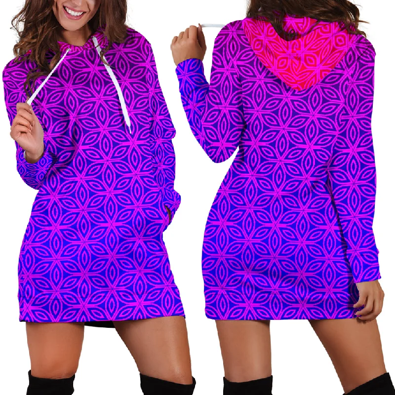 Sacral Bloom Women's Hoodie Dress Hoodie with Bell Sleeves Flared Feminine